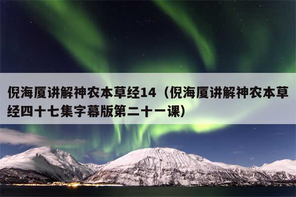 倪海厦讲解神农本草经14（倪海厦讲解神农本草经四十七集字幕版第二十一课）