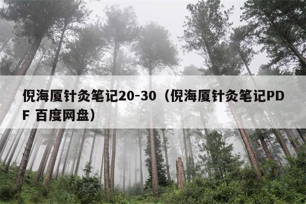 倪海厦针灸笔记20-30（倪海厦针灸笔记PDF 百度网盘）