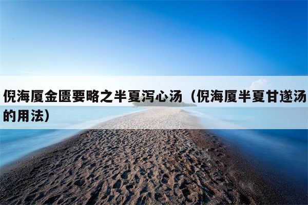 倪海厦金匮要略之半夏泻心汤（倪海厦半夏甘遂汤的用法）