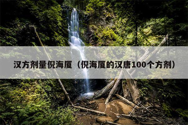 汉方剂量倪海厦（倪海厦的汉唐100个方剂）