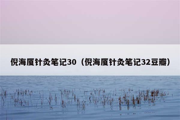 倪海厦针灸笔记30（倪海厦针灸笔记32豆瓣）